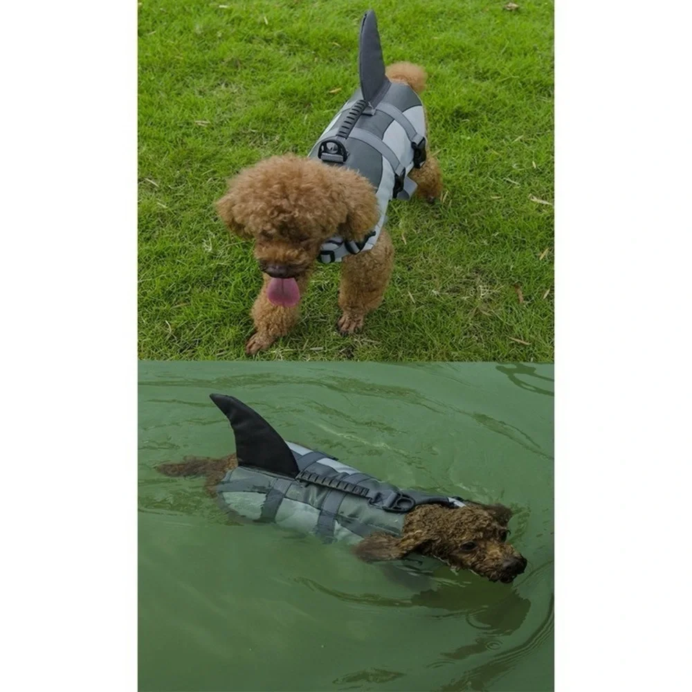 Never used! Gray Dog Life Jacket with Shark Fin